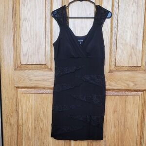 "Make Offer" Valerie Bertinelli Black V-Neck Sheath Cocktail Dress